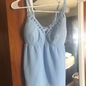 Light baby blue caged tank top